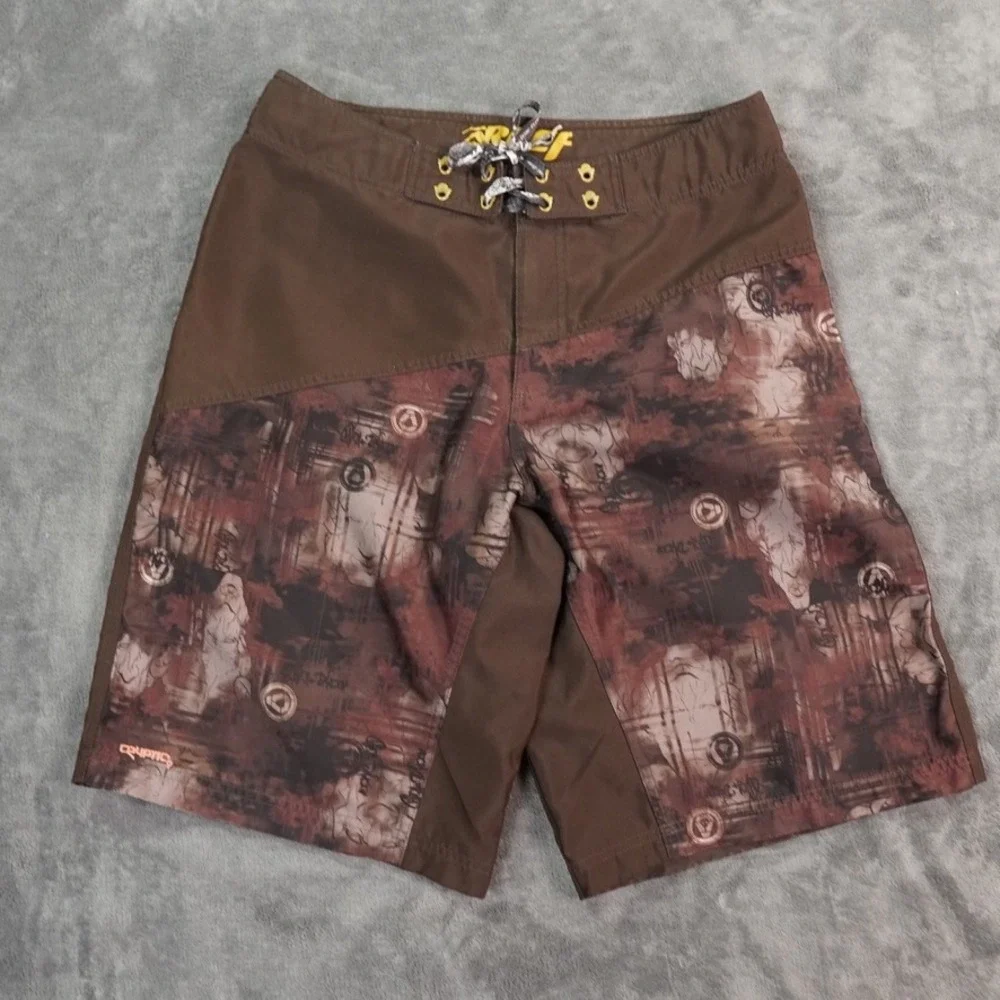 North Face REEF Cryptic Board Shorts Mens Medium Brown Surf‎ Turf Code